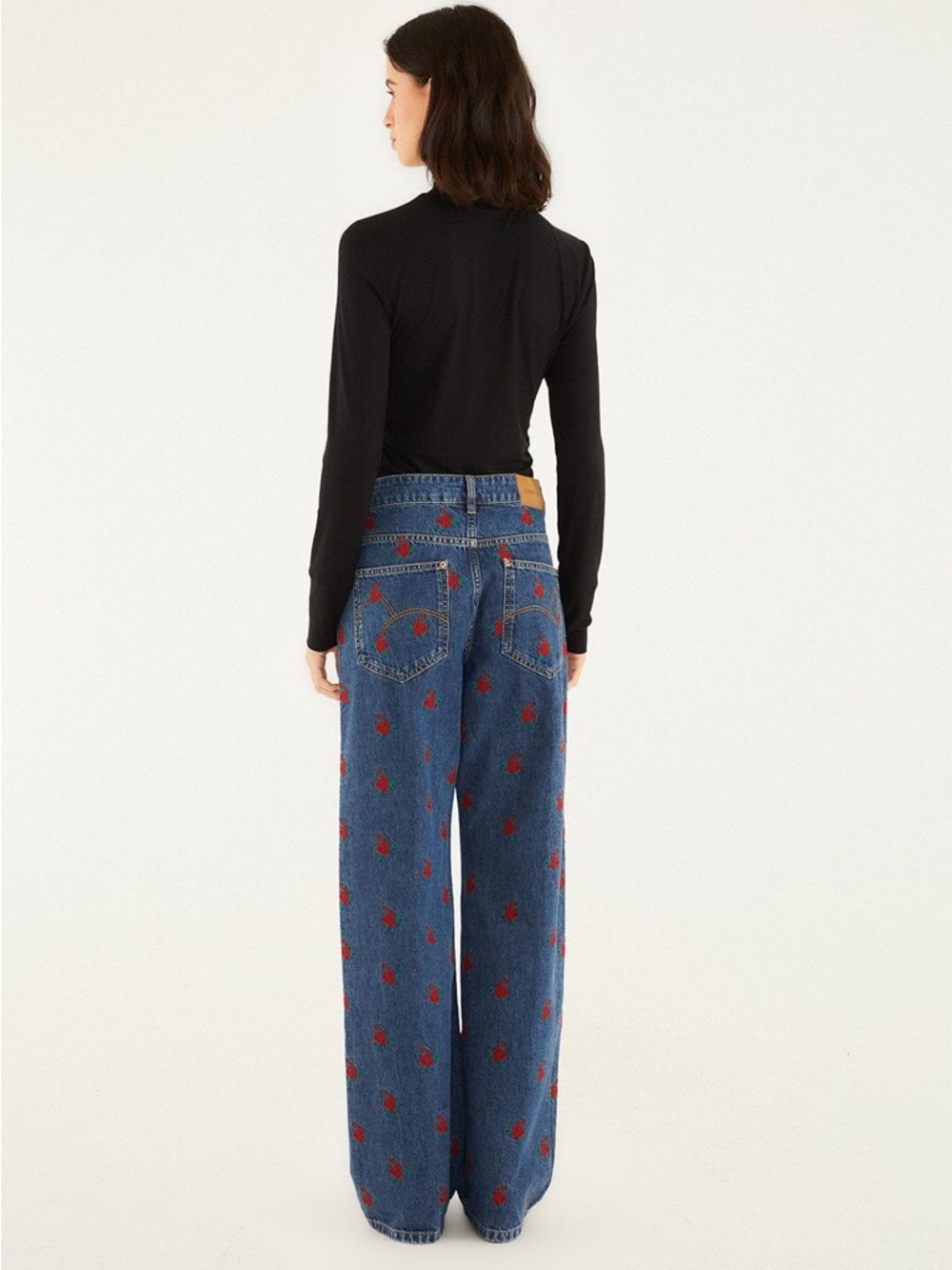 Farm Rio: Denim Embroidered Flowers Pants